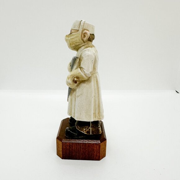 SOLD Vtg Anri Toriart Carved Wood Doctor Surgeon Creepy Halloween Oddities Weird - Picture 3 of 7